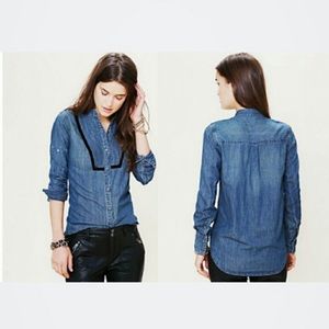 Free people chambray pintuck button down